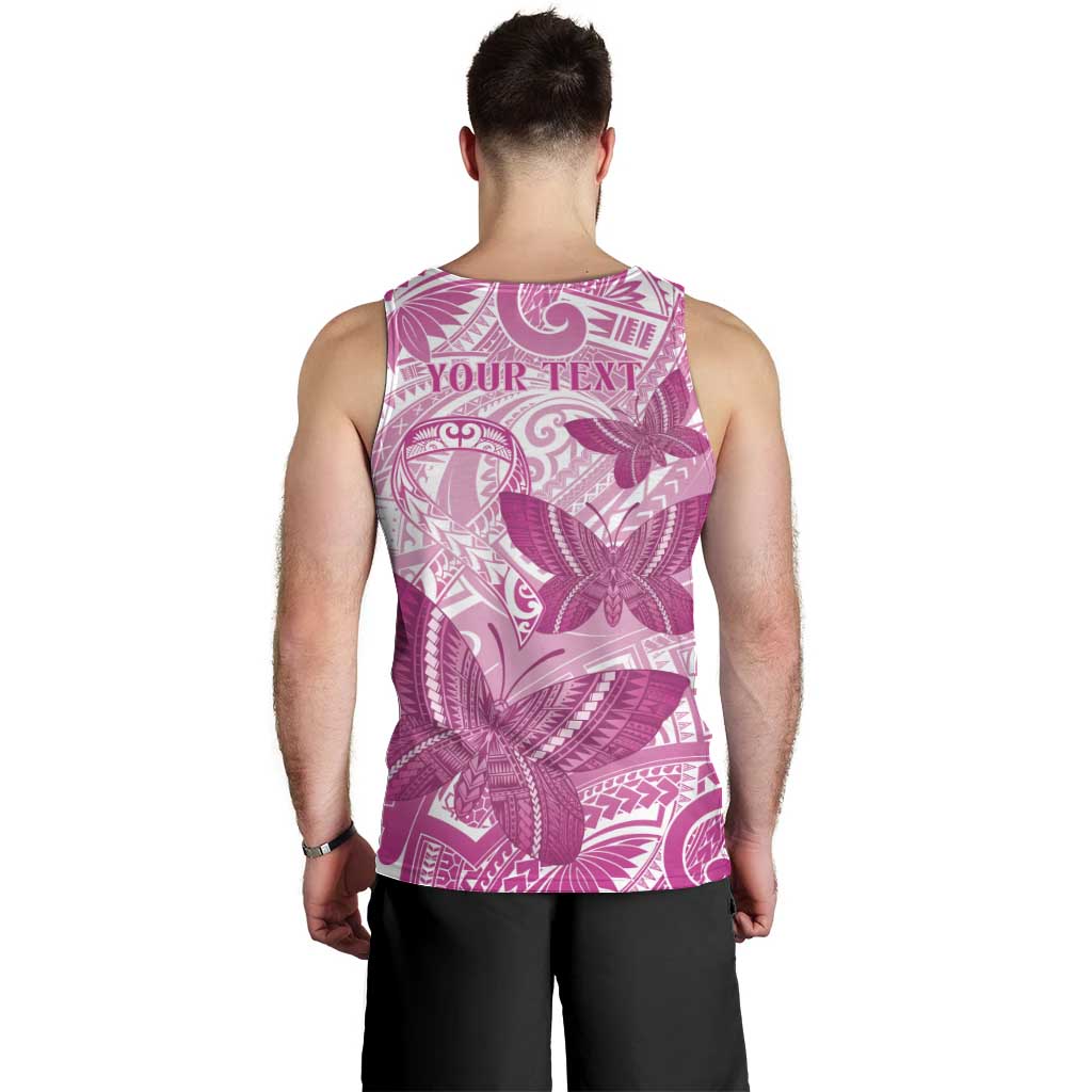 Personalised Polynesia Breast Cancer Awareness Men Tank Top Think Pink Ribbon Polynesian Butterflies LT14 - Polynesian Pride