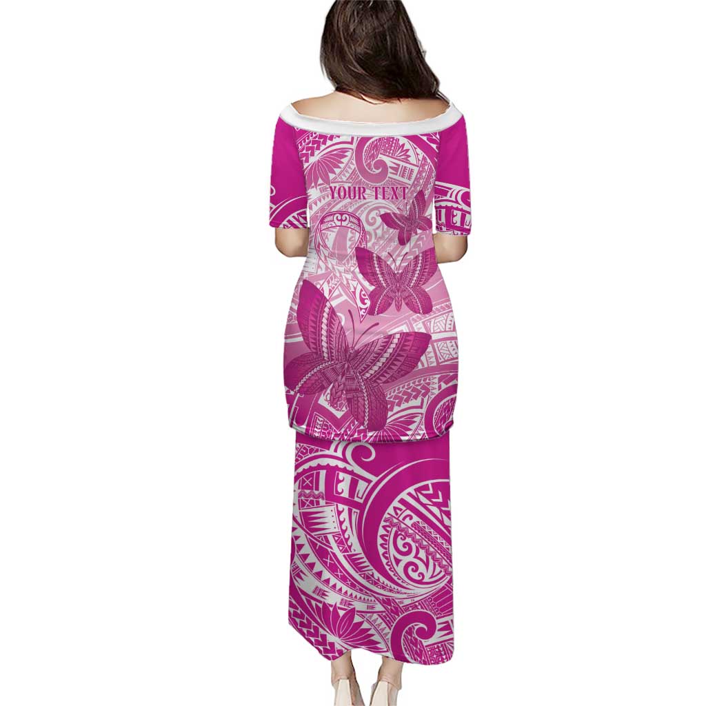 Personalised Polynesia Breast Cancer Awareness Puletasi Think Pink Ribbon Polynesian Butterflies LT14 - Polynesian Pride