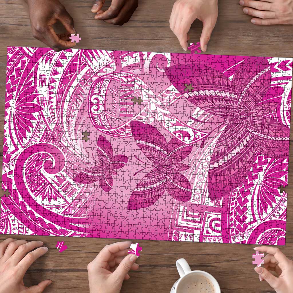 Polynesia Breast Cancer Awareness Puzzle Think Pink Ribbon Polynesian Butterflies LT14 - Polynesian Pride