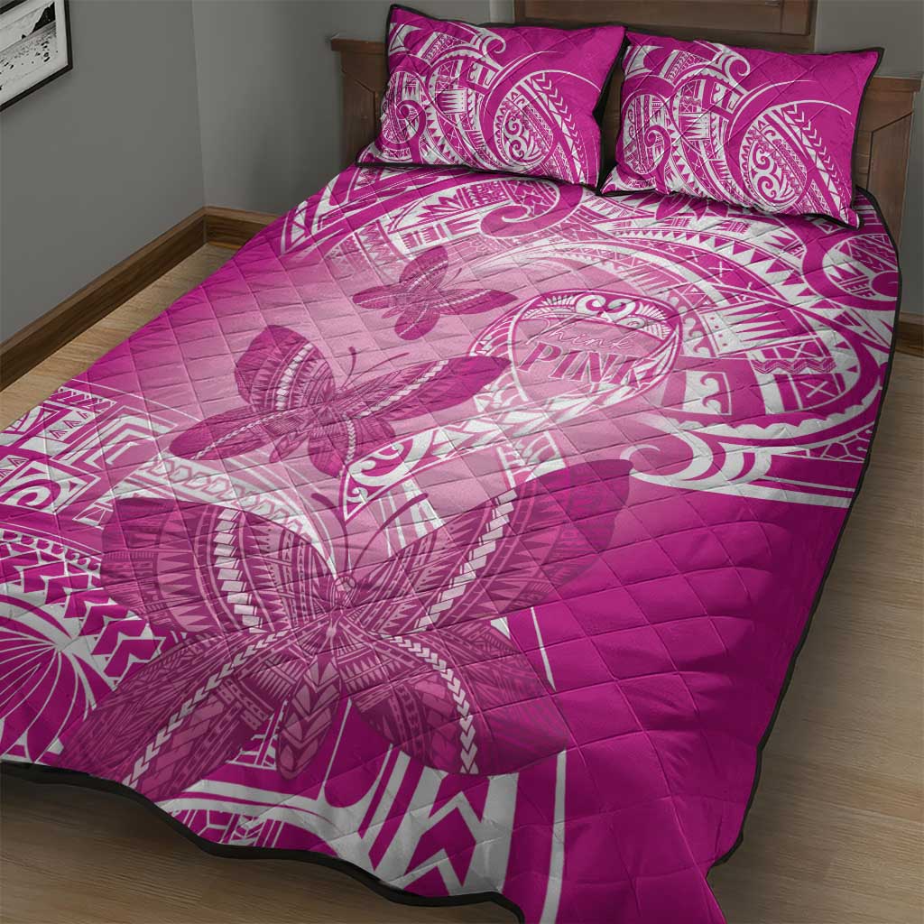 Polynesia Breast Cancer Awareness Quilt Bed Set Think Pink Ribbon Polynesian Butterflies LT14 - Polynesian Pride