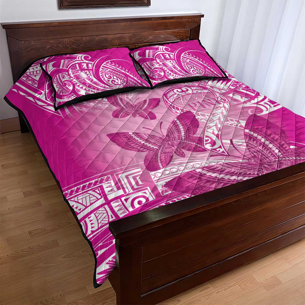 Polynesia Breast Cancer Awareness Quilt Bed Set Think Pink Ribbon Polynesian Butterflies LT14 - Polynesian Pride