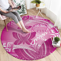 Polynesia Breast Cancer Awareness Round Carpet Think Pink Ribbon Polynesian Butterflies LT14 - Polynesian Pride