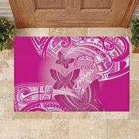 Polynesia Breast Cancer Awareness Rubber Doormat Think Pink Ribbon Polynesian Butterflies LT14 Pink - Polynesian Pride