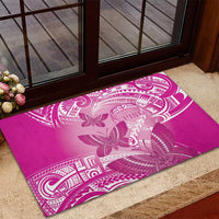 Polynesia Breast Cancer Awareness Rubber Doormat Think Pink Ribbon Polynesian Butterflies LT14 - Polynesian Pride