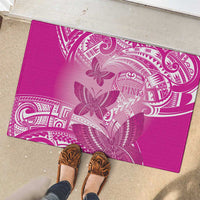 Polynesia Breast Cancer Awareness Rubber Doormat Think Pink Ribbon Polynesian Butterflies LT14 - Polynesian Pride