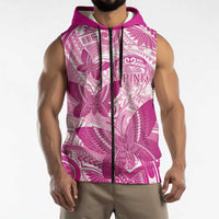 Personalised Polynesia Breast Cancer Awareness Sleeveless Zip Hoodie Think Pink Ribbon Polynesian Butterflies LT14 - Polynesian Pride