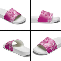 Polynesia Breast Cancer Awareness Slide Sandals Think Pink Ribbon Polynesian Butterflies LT14 - Polynesian Pride