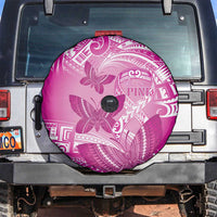 Polynesia Breast Cancer Awareness Spare Tire Cover Think Pink Ribbon Polynesian Butterflies LT14 Pink - Polynesian Pride