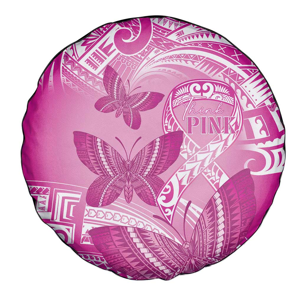 Polynesia Breast Cancer Awareness Spare Tire Cover Think Pink Ribbon Polynesian Butterflies LT14 - Polynesian Pride