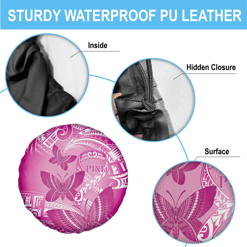 Polynesia Breast Cancer Awareness Spare Tire Cover Think Pink Ribbon Polynesian Butterflies LT14 - Polynesian Pride