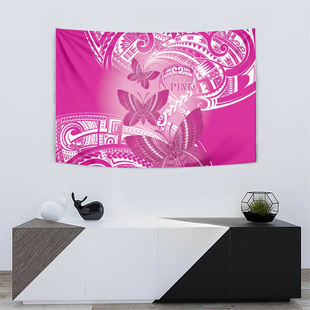 Polynesia Breast Cancer Awareness Tapestry Think Pink Ribbon Polynesian Butterflies LT14 - Polynesian Pride