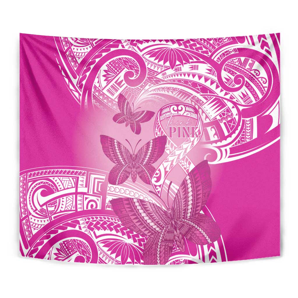 Polynesia Breast Cancer Awareness Tapestry Think Pink Ribbon Polynesian Butterflies LT14 - Polynesian Pride