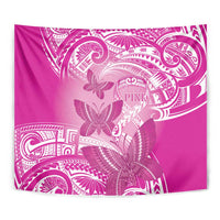 Polynesia Breast Cancer Awareness Tapestry Think Pink Ribbon Polynesian Butterflies LT14 - Polynesian Pride