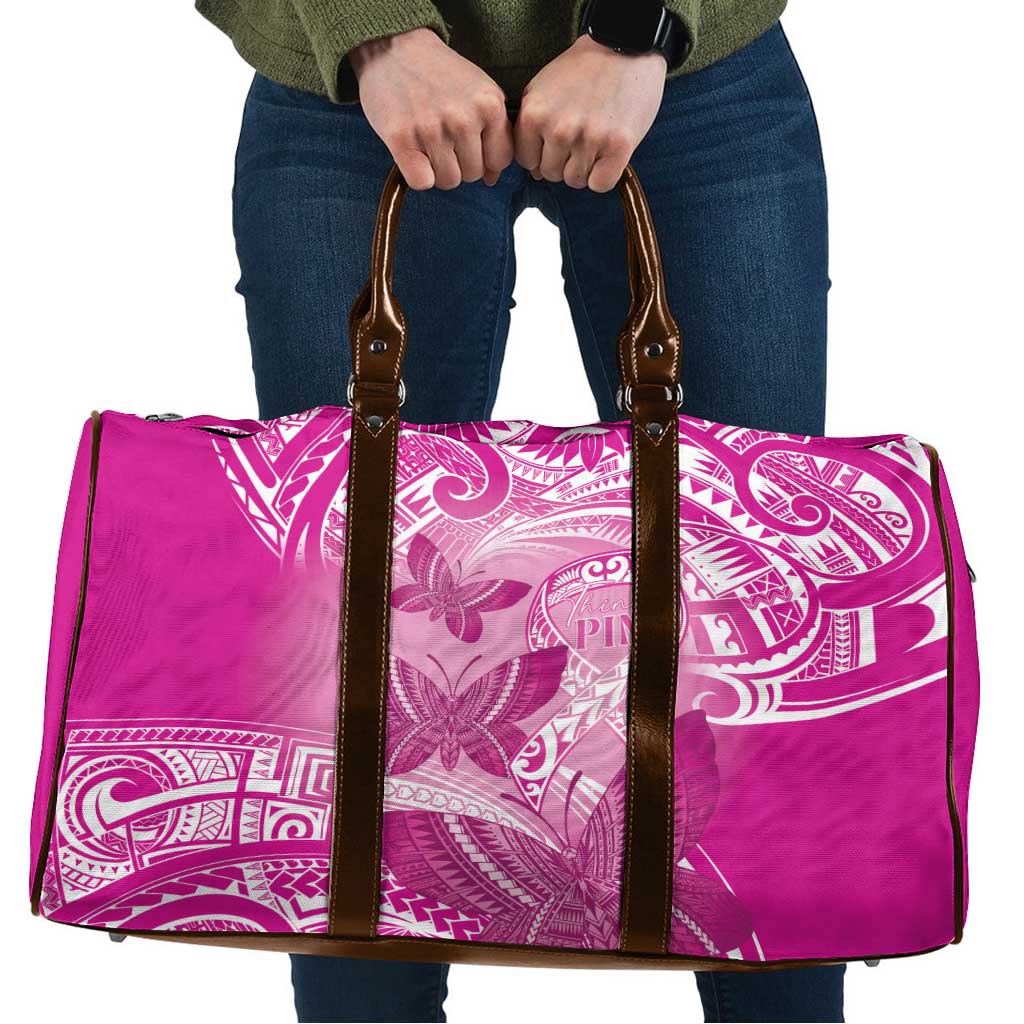 Polynesia Breast Cancer Awareness Travel Bag Think Pink Ribbon Polynesian Butterflies