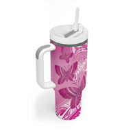 Personalised Polynesia Breast Cancer Awareness Tumbler With Handle Think Pink Ribbon Polynesian Butterflies LT14 - Polynesian Pride