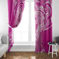 Polynesia Breast Cancer Awareness Window Curtain Think Pink Ribbon Polynesian Butterflies LT14 - Polynesian Pride