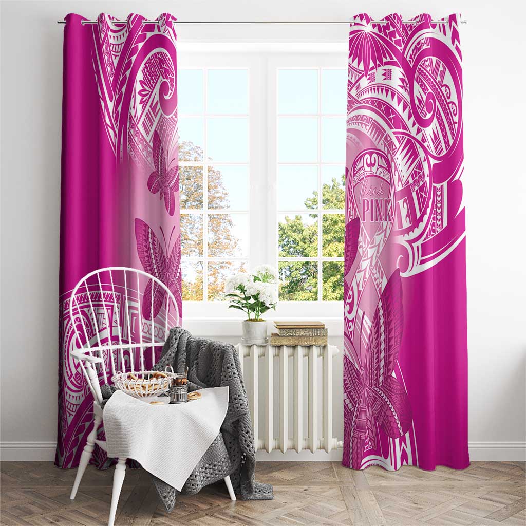 Polynesia Breast Cancer Awareness Window Curtain Think Pink Ribbon Polynesian Butterflies LT14 - Polynesian Pride
