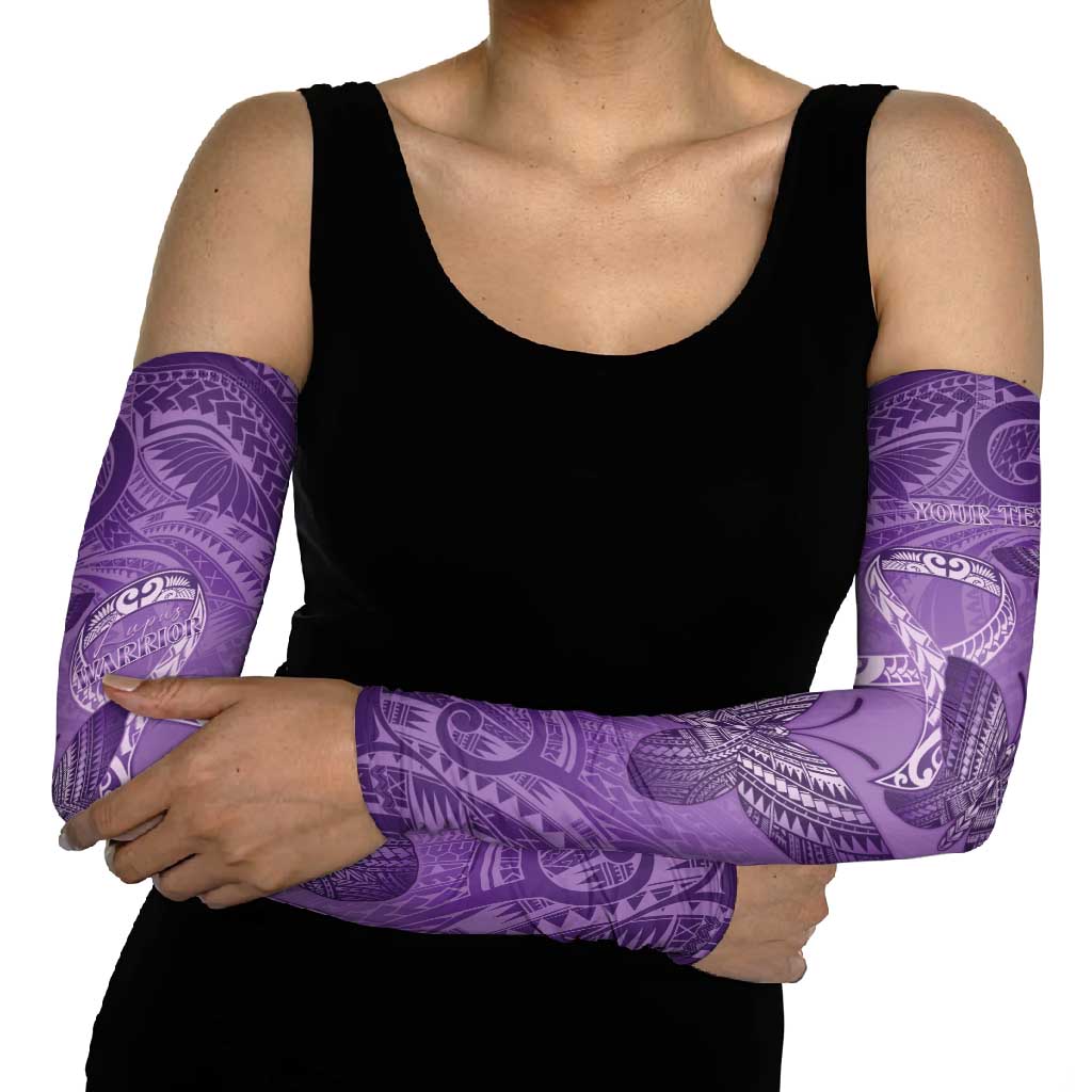 Personalised Polynesia Lupus Awareness Month Arm Sleeves Warrior Purple Ribbon Polynesian Butterflies LT14 - Polynesian Pride