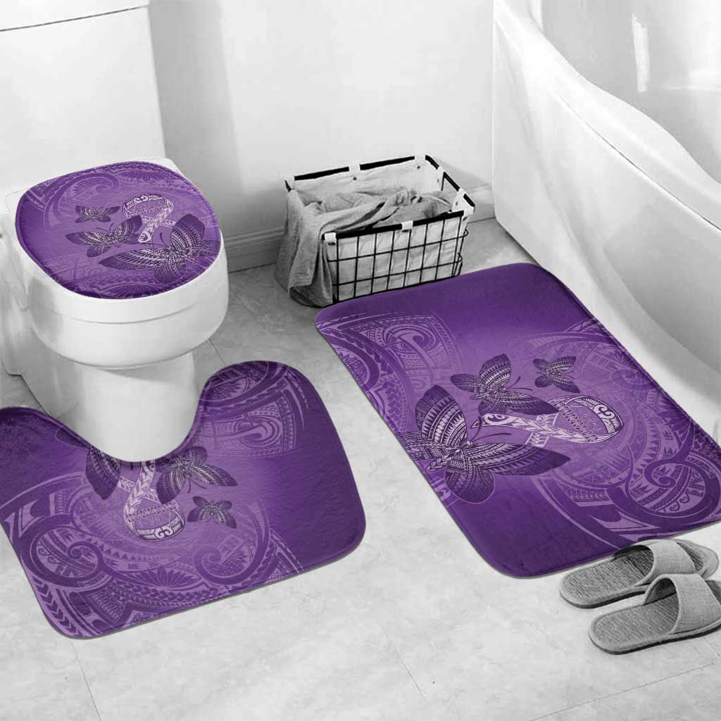 Polynesia Lupus Awareness Month Bathroom Set Warrior Purple Ribbon Polynesian Butterflies LT14 Mat Set Only (3 pcs) One Size Purple - Polynesian Pride