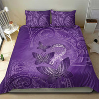 Polynesia Lupus Awareness Month Bedding Set Warrior Purple Ribbon Polynesian Butterflies LT14 - Polynesian Pride
