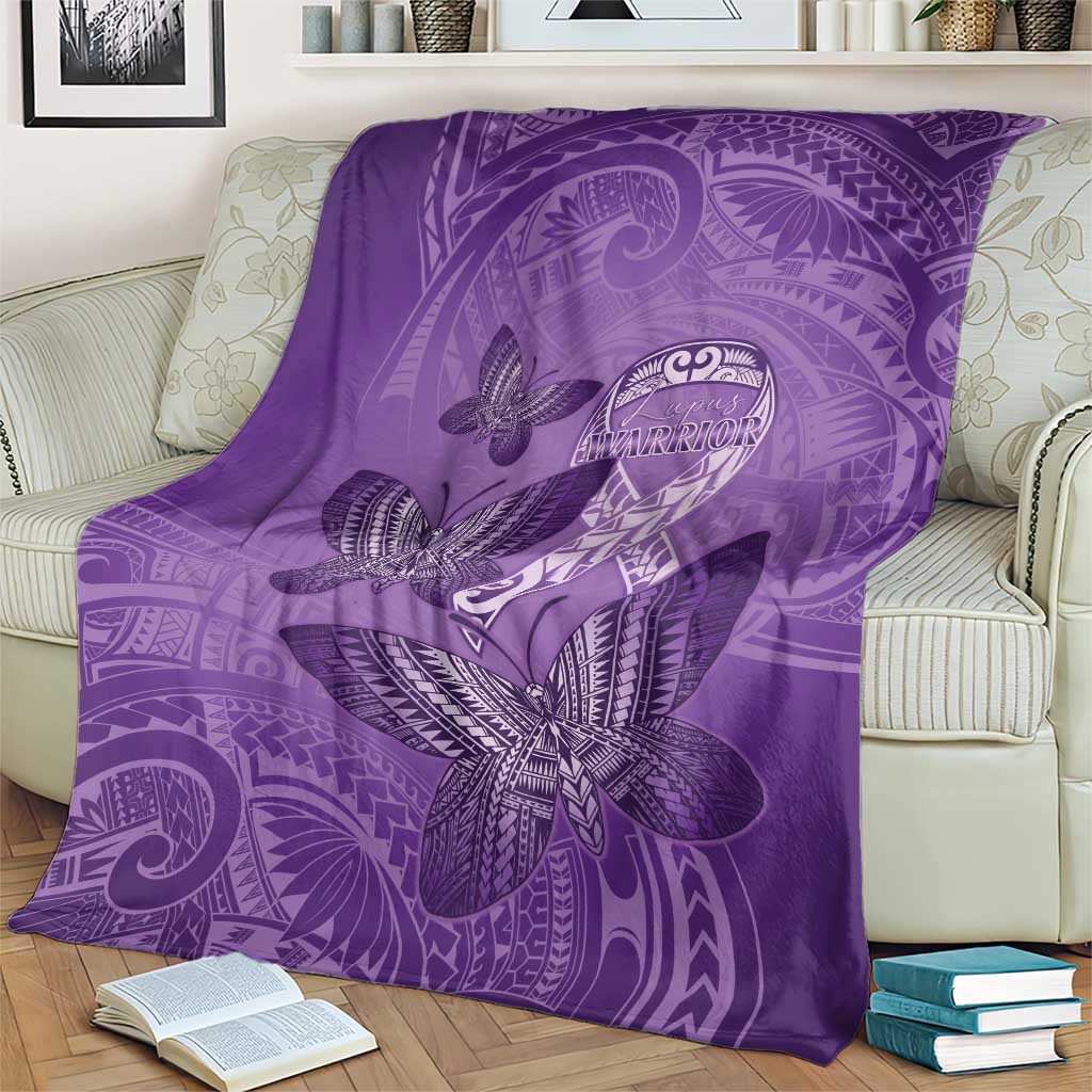 Polynesia Lupus Awareness Month Blanket Warrior Purple Ribbon Polynesian Butterflies LT14 - Polynesian Pride