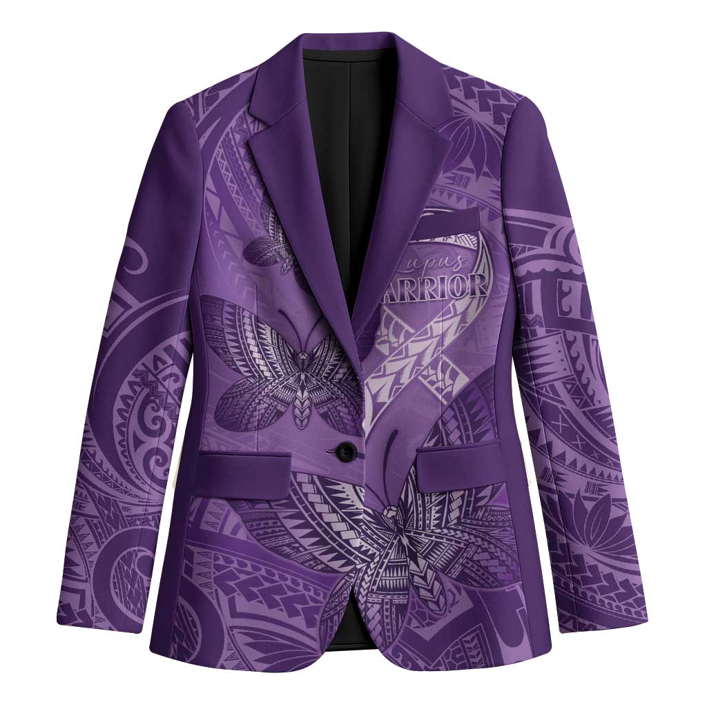 Personalised Polynesia Lupus Awareness Month Blazer Warrior Purple Ribbon Polynesian Butterflies LT14 Unisex Purple - Polynesian Pride