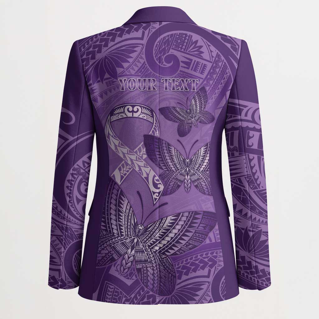 Personalised Polynesia Lupus Awareness Month Blazer Warrior Purple Ribbon Polynesian Butterflies LT14 - Polynesian Pride
