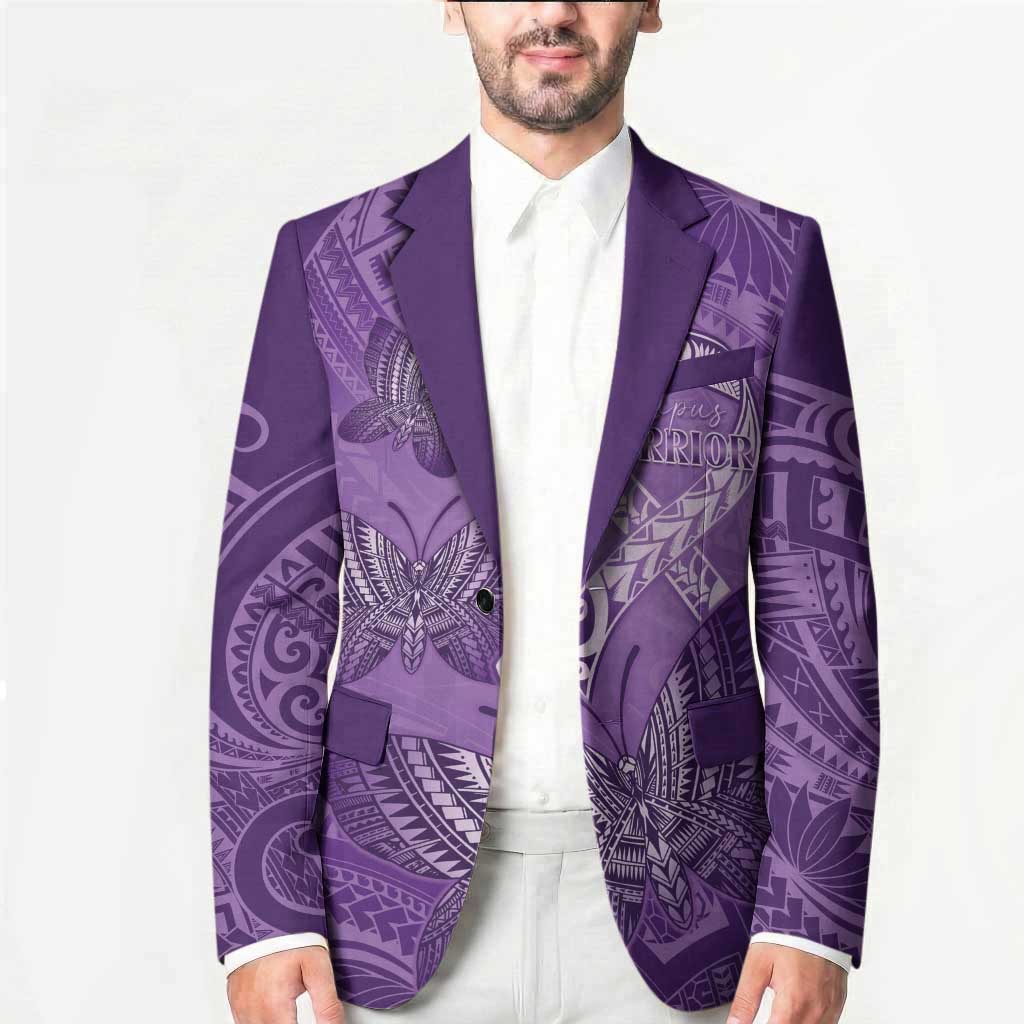 Personalised Polynesia Lupus Awareness Month Blazer Warrior Purple Ribbon Polynesian Butterflies LT14 - Polynesian Pride