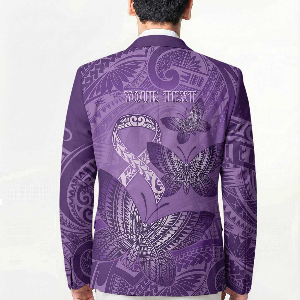 Personalised Polynesia Lupus Awareness Month Blazer Warrior Purple Ribbon Polynesian Butterflies LT14 - Polynesian Pride