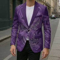 Personalised Polynesia Lupus Awareness Month Blazer Warrior Purple Ribbon Polynesian Butterflies LT14 - Polynesian Pride