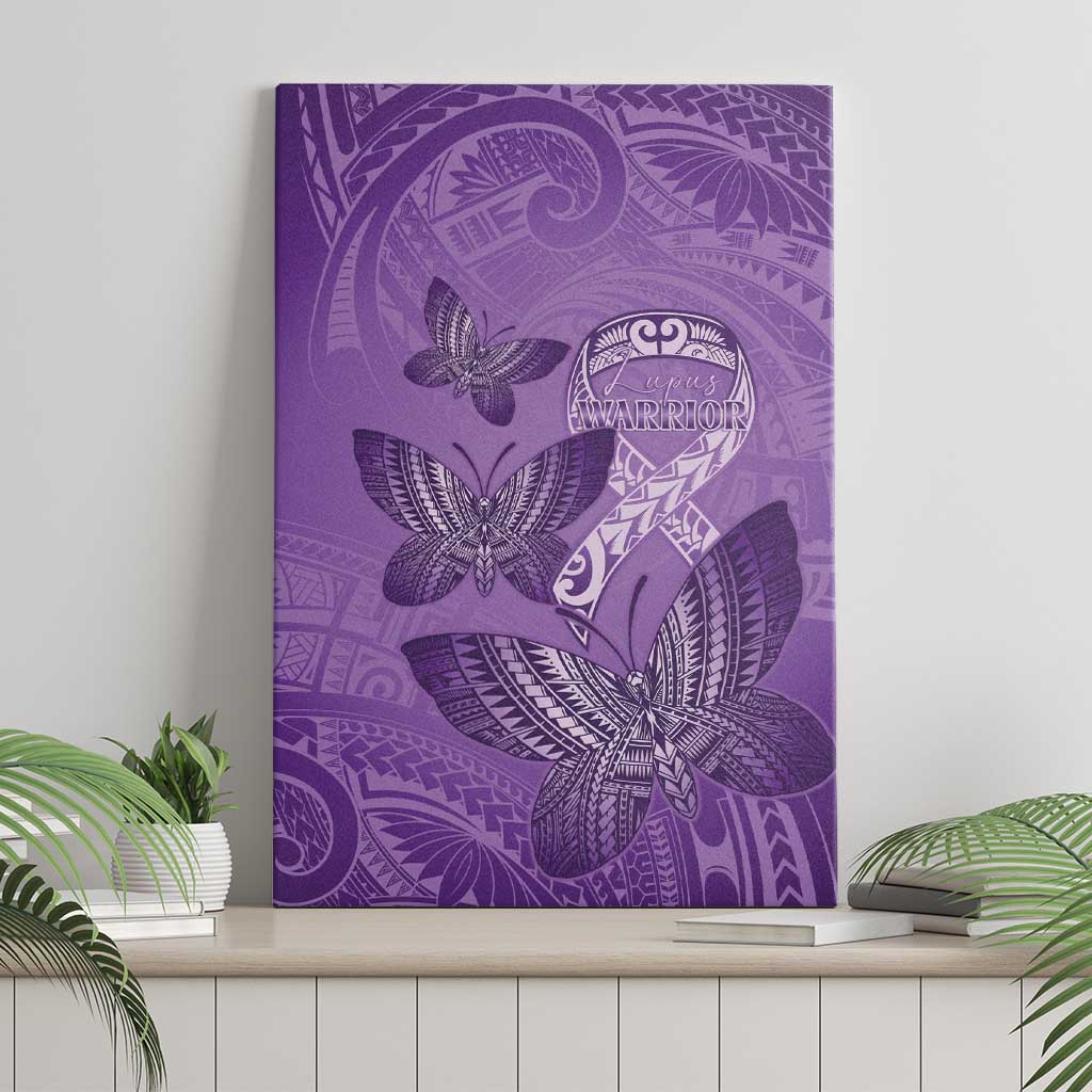 Polynesia Lupus Awareness Month Canvas Wall Art Warrior Purple Ribbon Polynesian Butterflies LT14 - Polynesian Pride