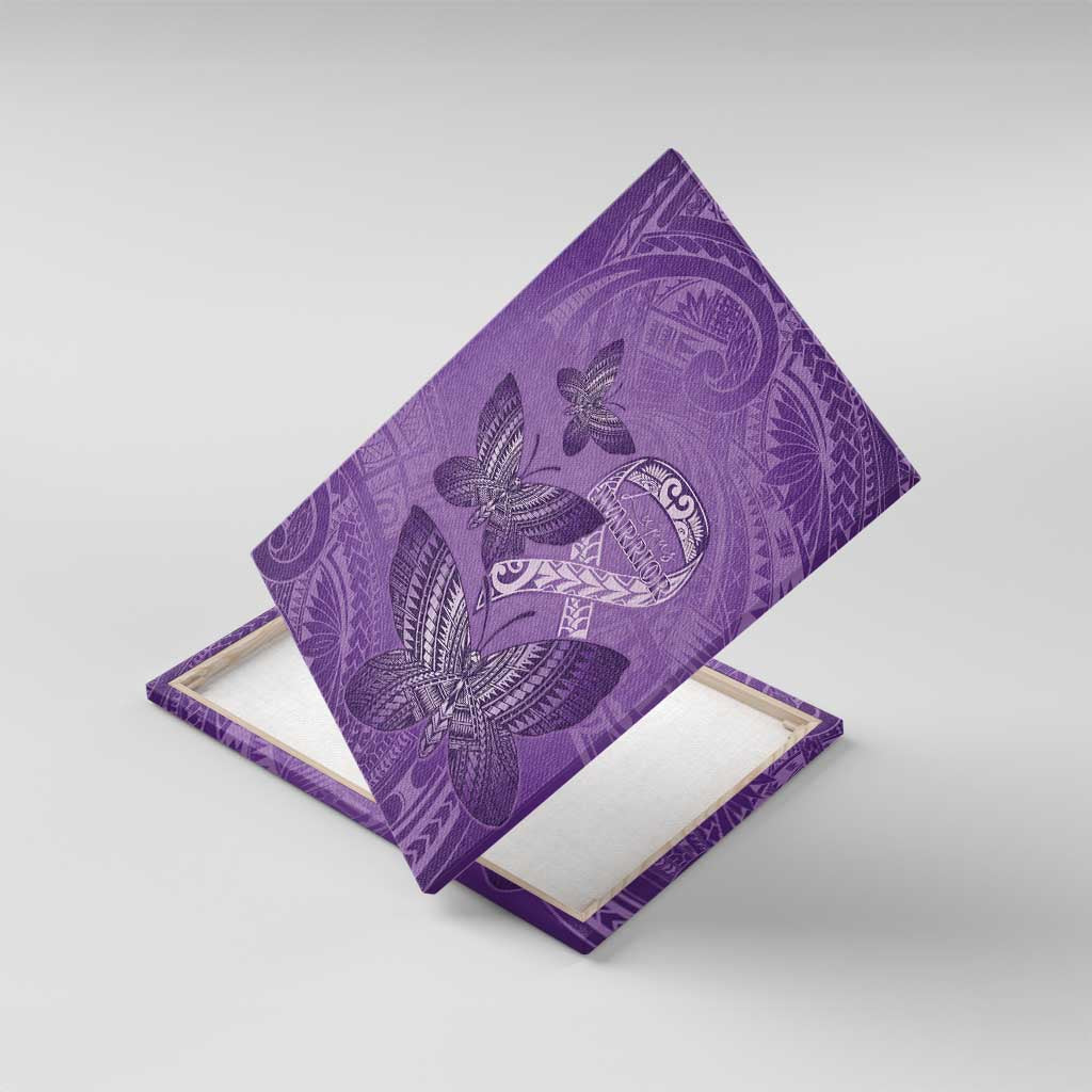 Polynesia Lupus Awareness Month Canvas Wall Art Warrior Purple Ribbon Polynesian Butterflies LT14 With Frame Purple - Polynesian Pride