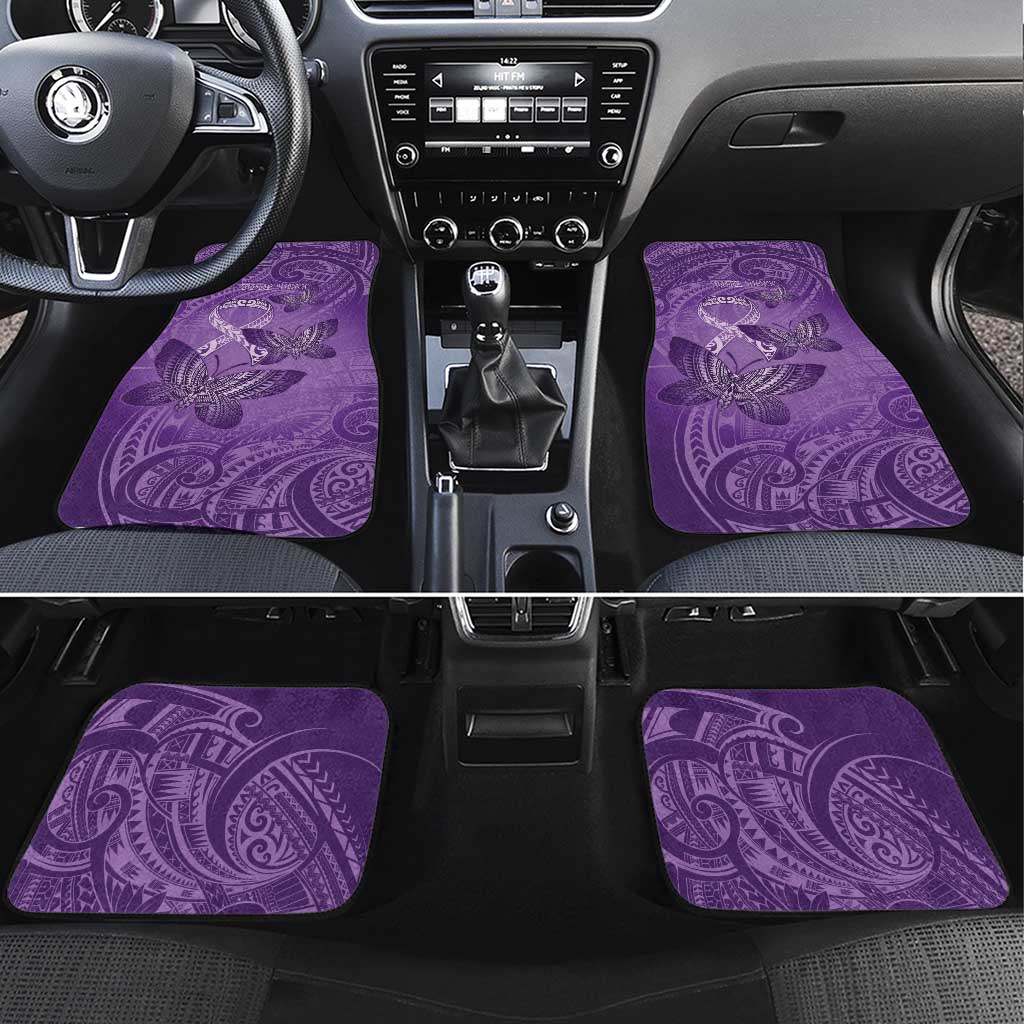 Personalised Polynesia Lupus Awareness Month Car Mats Warrior Purple Ribbon Polynesian Butterflies LT14 Set 4pcs Purple - Polynesian Pride