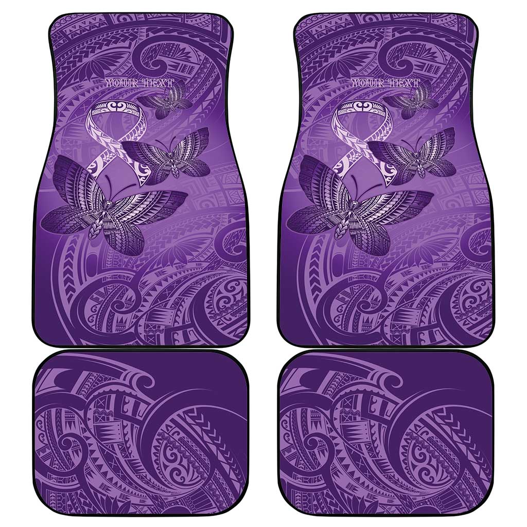 Personalised Polynesia Lupus Awareness Month Car Mats Warrior Purple Ribbon Polynesian Butterflies LT14 - Polynesian Pride