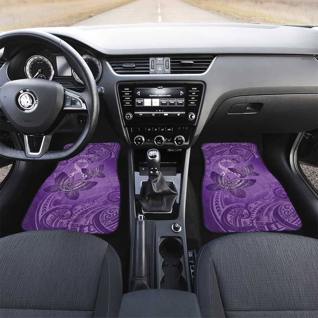 Personalised Polynesia Lupus Awareness Month Car Mats Warrior Purple Ribbon Polynesian Butterflies LT14 Set 2pcs - Front Purple - Polynesian Pride