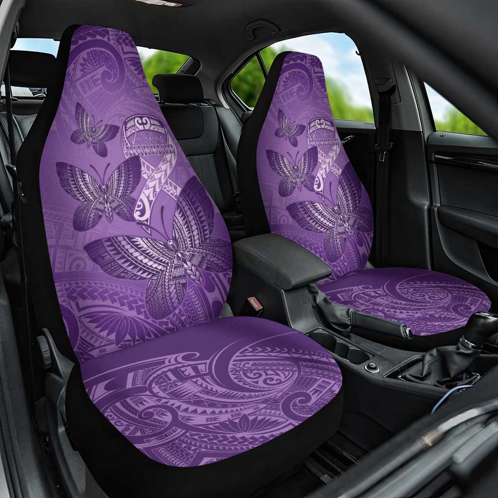 Polynesia Lupus Awareness Month Car Seat Cover Warrior Purple Ribbon Polynesian Butterflies LT14 One Size Purple - Polynesian Pride