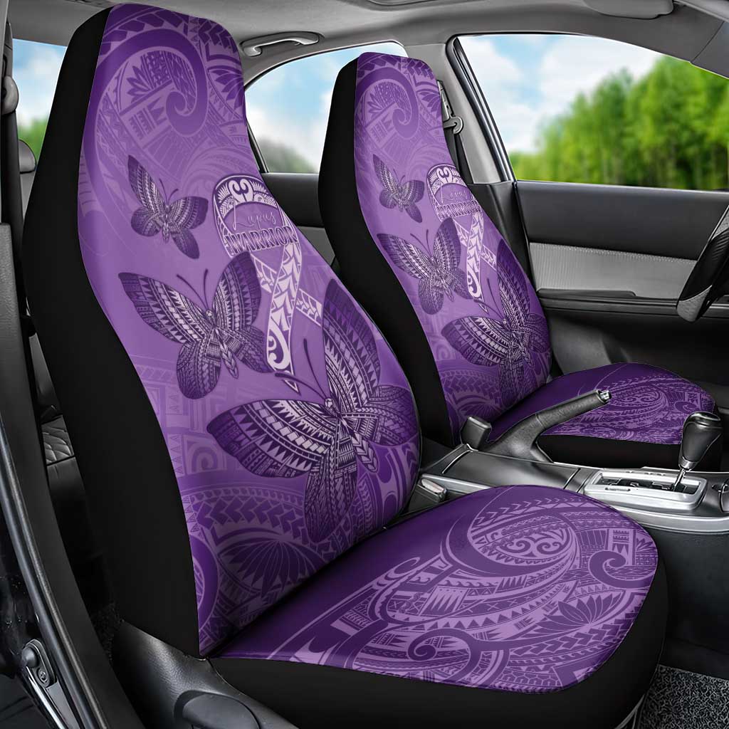 Polynesia Lupus Awareness Month Car Seat Cover Warrior Purple Ribbon Polynesian Butterflies LT14 - Polynesian Pride
