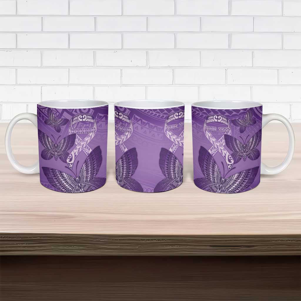 Personalised Polynesia Lupus Awareness Month Ceramic Mug Warrior Purple Ribbon Polynesian Butterflies LT14 - Polynesian Pride