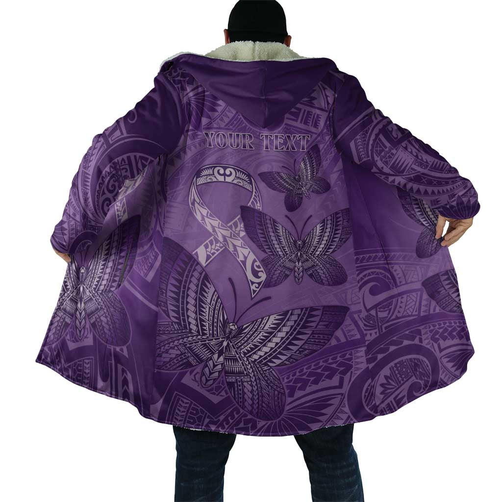 Personalised Polynesia Lupus Awareness Month Cloak Warrior Purple Ribbon Polynesian Butterflies LT14 - Polynesian Pride