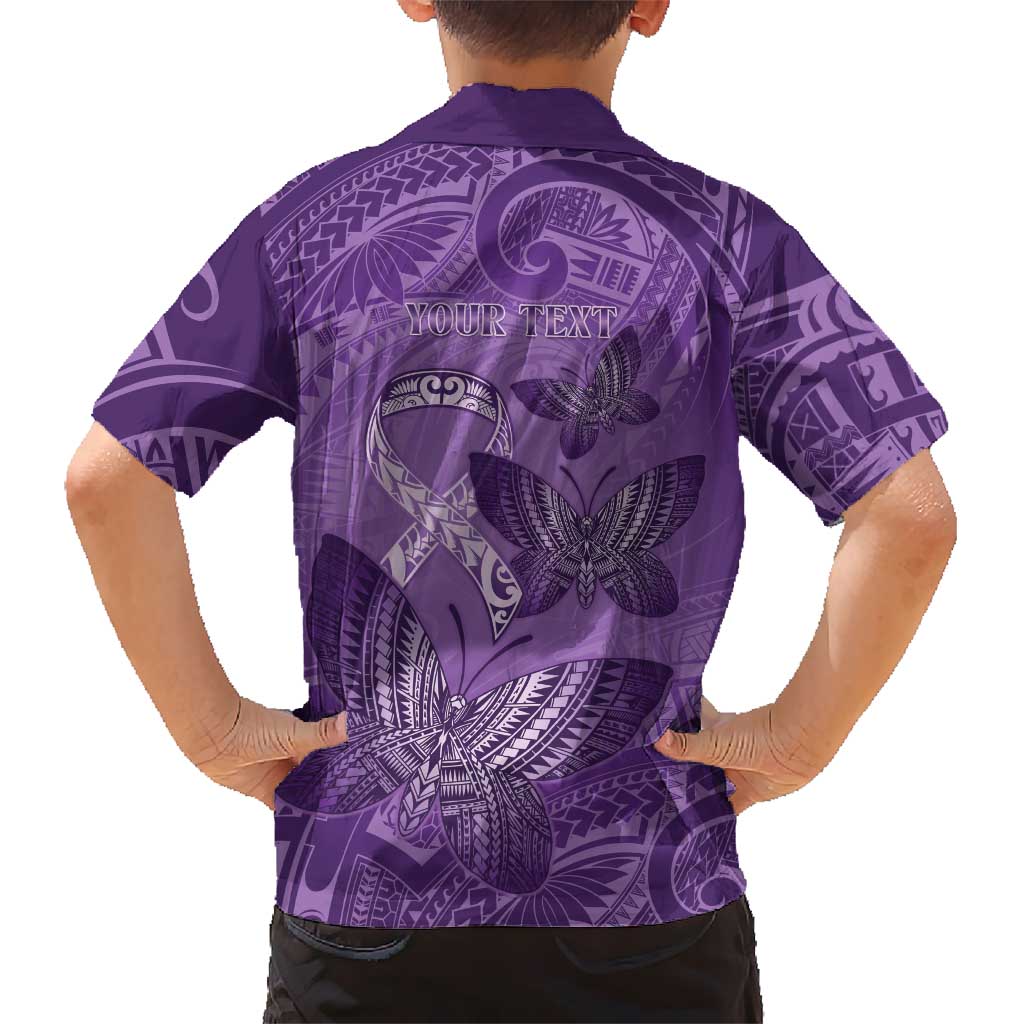 Personalised Polynesia Lupus Awareness Month Family Matching Long Sleeve Bodycon Dress and Hawaiian Shirt Warrior Purple Ribbon Polynesian Butterflies