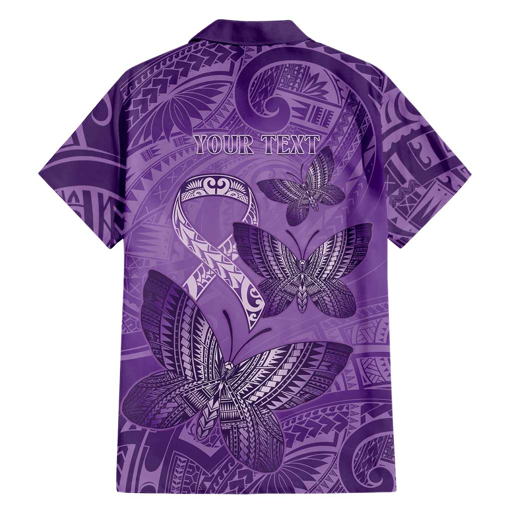 Personalised Polynesia Lupus Awareness Month Family Matching Long Sleeve Bodycon Dress and Hawaiian Shirt Warrior Purple Ribbon Polynesian Butterflies