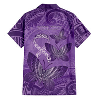 Personalised Polynesia Lupus Awareness Month Family Matching Long Sleeve Bodycon Dress and Hawaiian Shirt Warrior Purple Ribbon Polynesian Butterflies