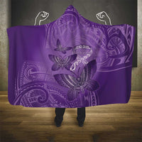 Polynesia Lupus Awareness Month Hooded Blanket Warrior Purple Ribbon Polynesian Butterflies LT14 - Polynesian Pride