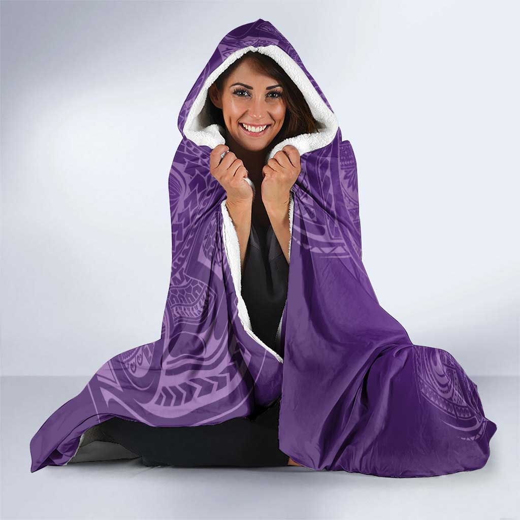 Polynesia Lupus Awareness Month Hooded Blanket Warrior Purple Ribbon Polynesian Butterflies LT14 - Polynesian Pride