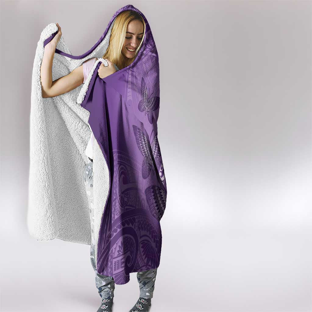 Polynesia Lupus Awareness Month Hooded Blanket Warrior Purple Ribbon Polynesian Butterflies LT14 - Polynesian Pride