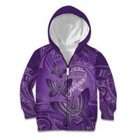 Personalised Polynesia Lupus Awareness Month Kid Hoodie Warrior Purple Ribbon Polynesian Butterflies LT14 Zip Hoodie Purple - Polynesian Pride