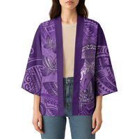 Personalised Polynesia Lupus Awareness Month Kimono Warrior Purple Ribbon Polynesian Butterflies LT14 - Polynesian Pride