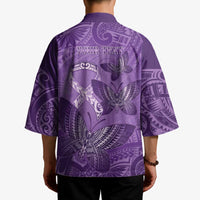 Personalised Polynesia Lupus Awareness Month Kimono Warrior Purple Ribbon Polynesian Butterflies LT14 - Polynesian Pride