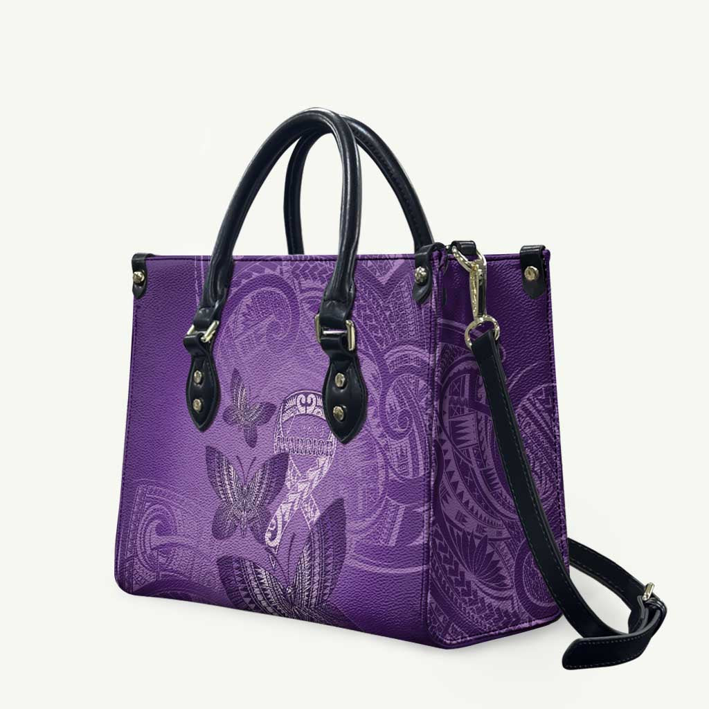 Polynesia Lupus Awareness Month Leather Bag Warrior Purple Ribbon Polynesian Butterflies