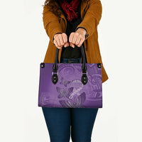 Polynesia Lupus Awareness Month Leather Bag Warrior Purple Ribbon Polynesian Butterflies LT14 - Polynesian Pride